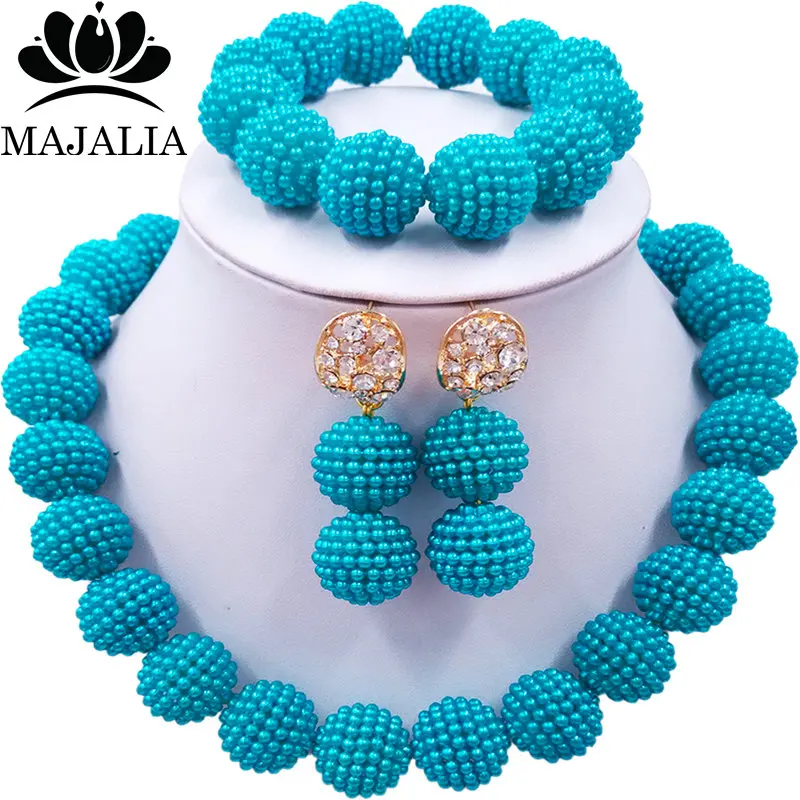 Классический комплект ювелирных изделий Majalia для свадьбы в нигерийском стиле с