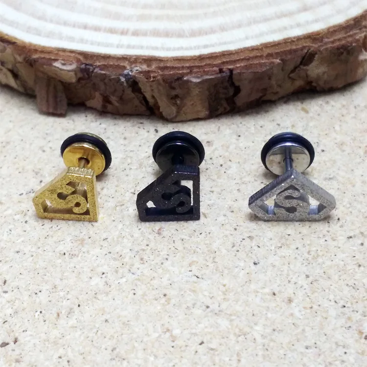 

Модные женские и мужские серьги в стиле панк, цвет Φ, золотистый, черный, из нержавеющей стали, геометрические, треугольные, матовые, бриллиа...