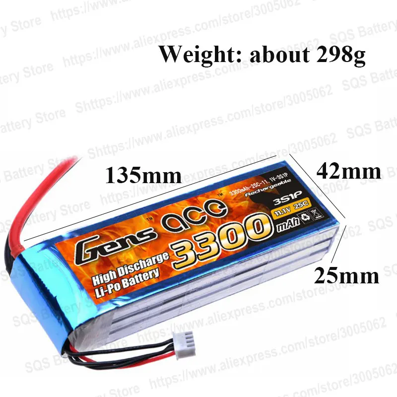 Аккумулятор Gens ace Lipo 11 1 В 3300 мАч 3S батарейный блок 25C Deans вилка надежной мощности