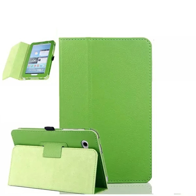 green Чехол-книжка из искусственной кожи чехол для samsung Galaxy Tab 2 7 GT P3100 P3110 P3113 GT-P3100 7,0 дюймов чехол для планшета+ пленка+ ручка - Цвет: green