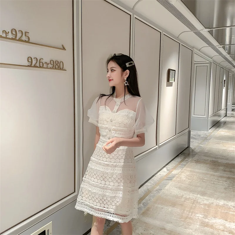 2019 новое летнее женское цельнокроеное платье корейский стиль лоскутные с