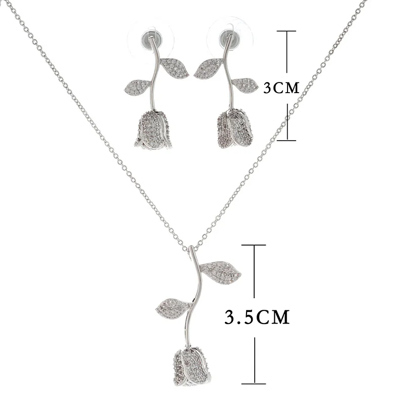 Новинка 2018 комплект из кулона и сережек с инкрустированным цирконом модные