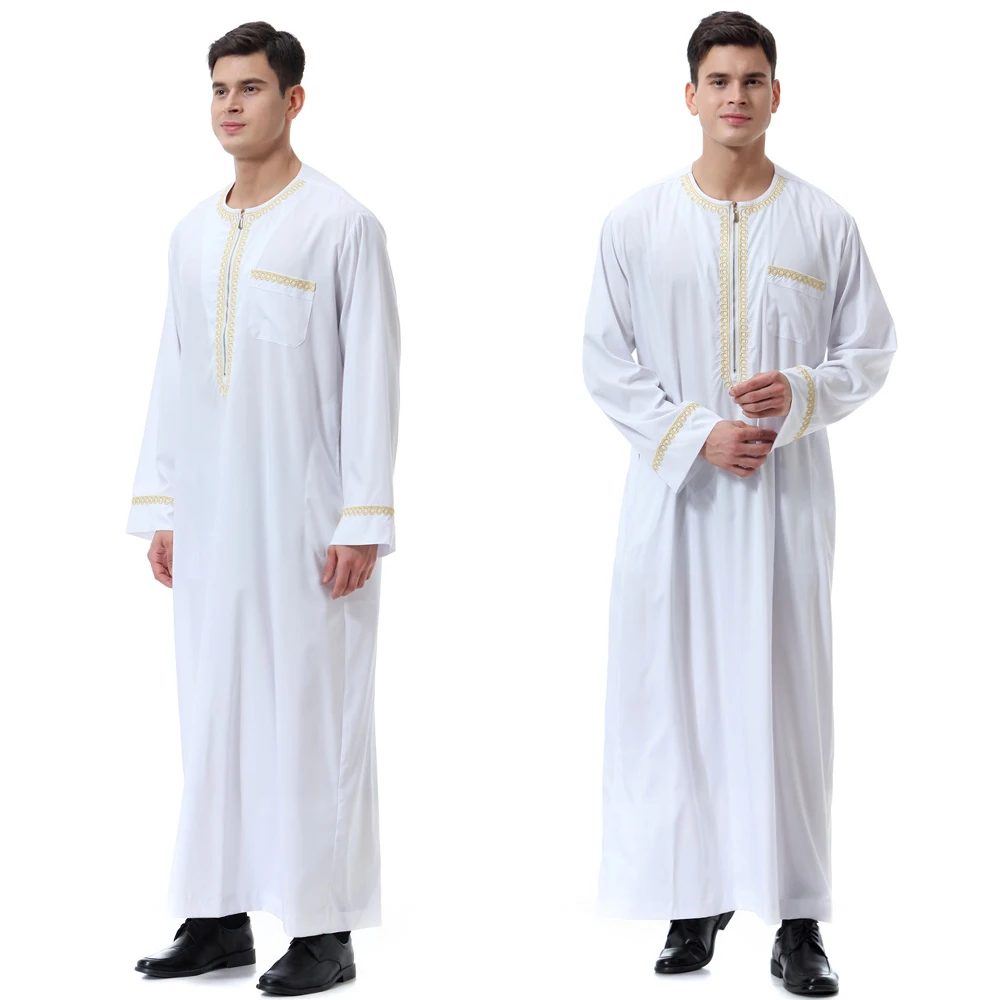 Новая Черная мусульманская одежда jubba thobe для мужчин caftan homme на молнии Арабская