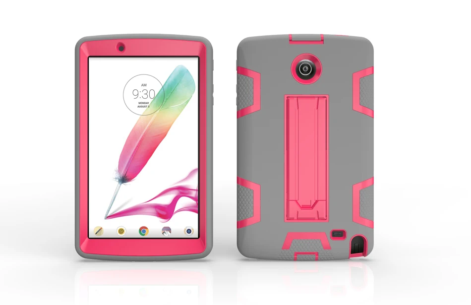 Shockproof Dual Color Hidden Bracket Back Cover Case for LG G Pad 2 8.0&quot V498 V495 V496 Three Layer Silicone &amp PC Armor | Компьютеры