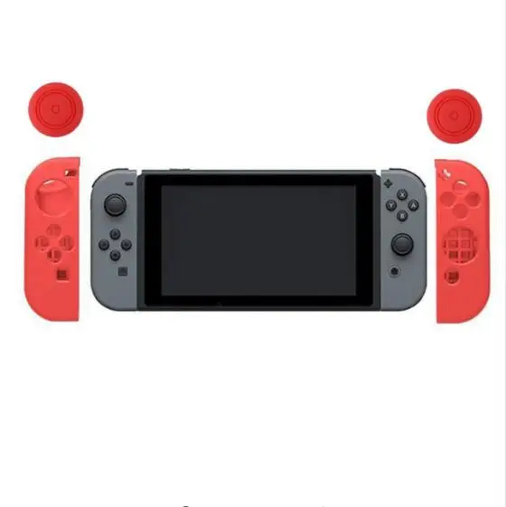 Red Силиконовый мягкий защитный чехол из кожи чехол+ JoyCon геймпад джойстик ручки джойстик колпачки Крышка для kingd переключатель NS Joy-Con контроллер - Цвет: Red