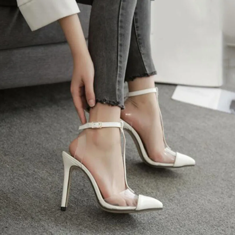 Новые летние модные трендовые прозрачные плёночные и сексуальные остроносые