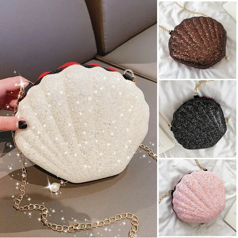 Летняя блестящая женская сумка на плечо модная пляжная в форме ракушки