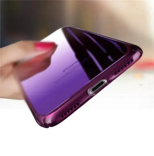 Adtismark Blue Ray свет чехол для iPhone X 8 6 Роскошные Жесткий ПК Fundas для iPhone 6 7 plus крышка Капа Shell - Цвет: Фиолетовый