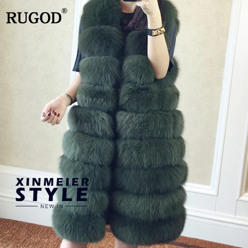 RUGOD 2018 зимнее женское плотное теплое меховое пальто без рукавов длинный