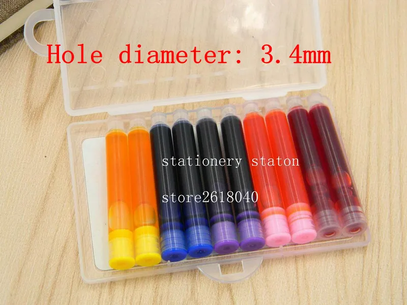 Пластиковая Классическая перьевая ручка с золотой отделкой - Цвет: 10pc color ink