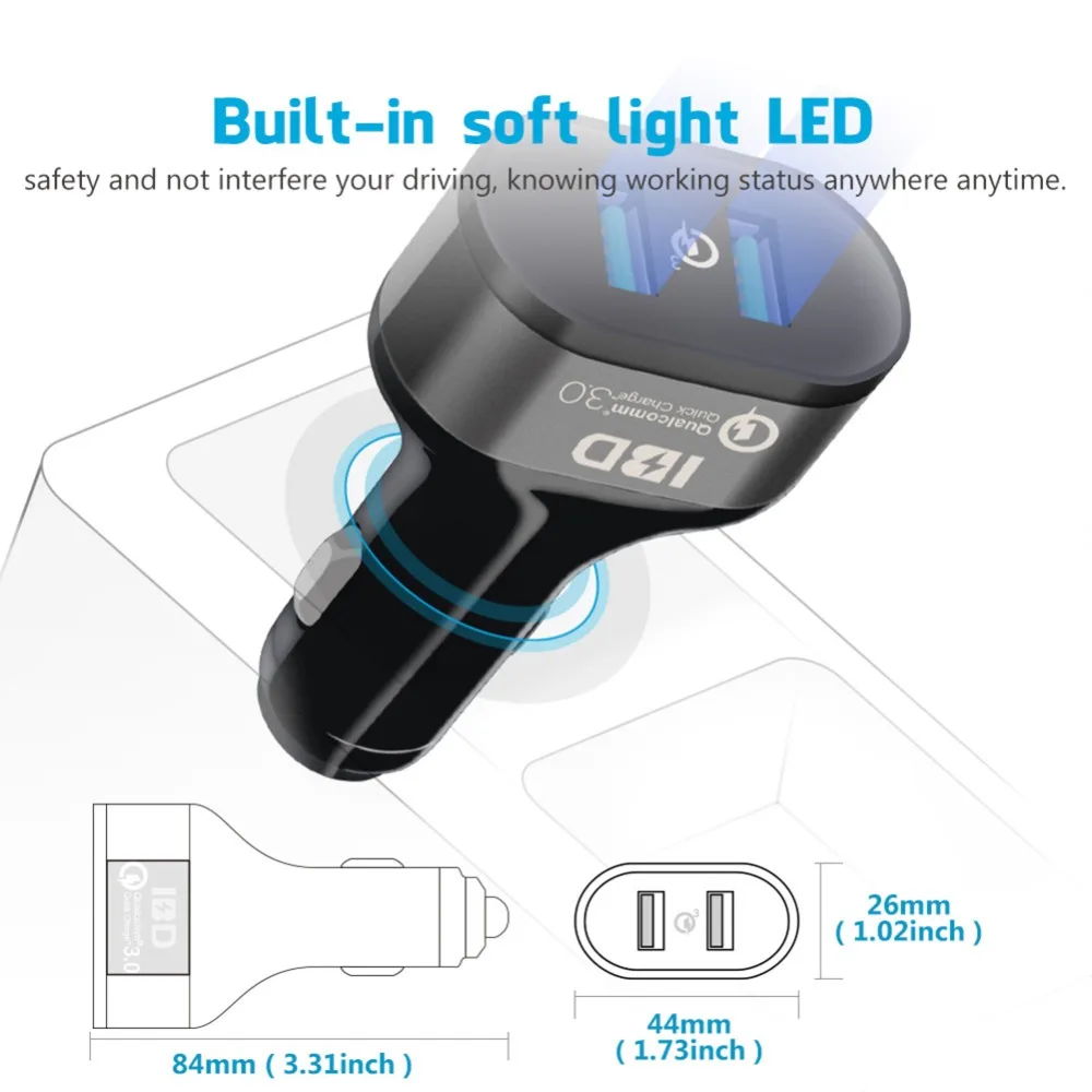 Высокое качество безопасное быстрое зарядное устройство 3 0 USB автомобильное с