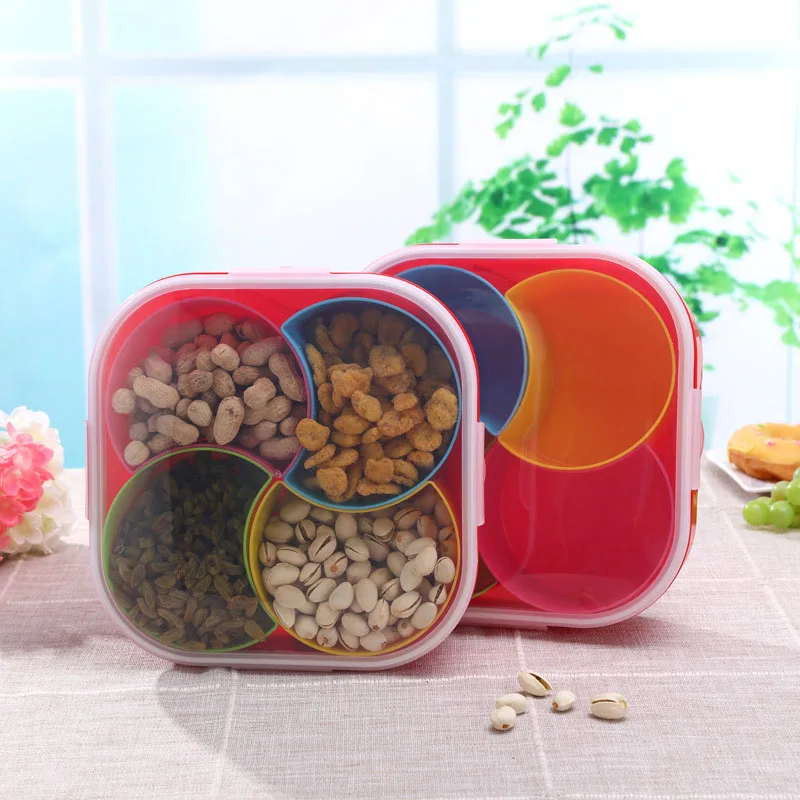 Пластиковые Съемные Контейнеры для сухофруктов 4 отделения|storage box kitchen|box kitchenkitchen