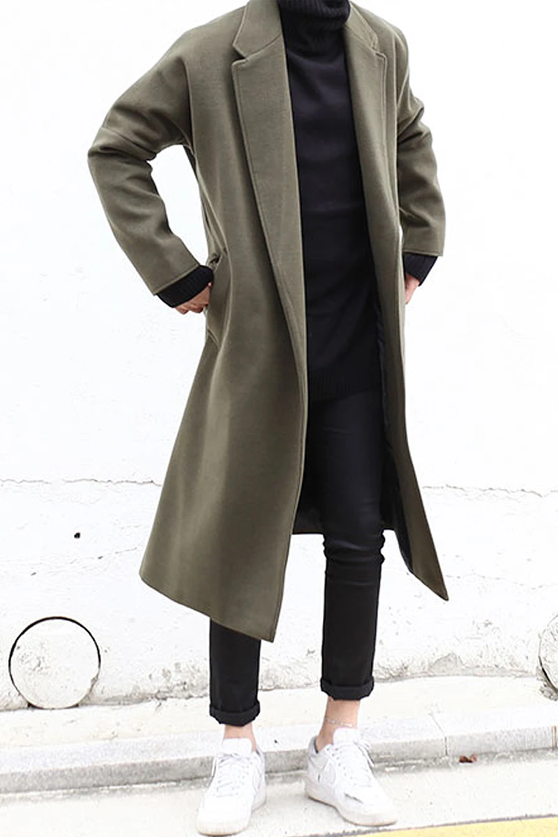 2017 Новый зимний мужской модный свободный шерстяной Тренч верхняя одежда