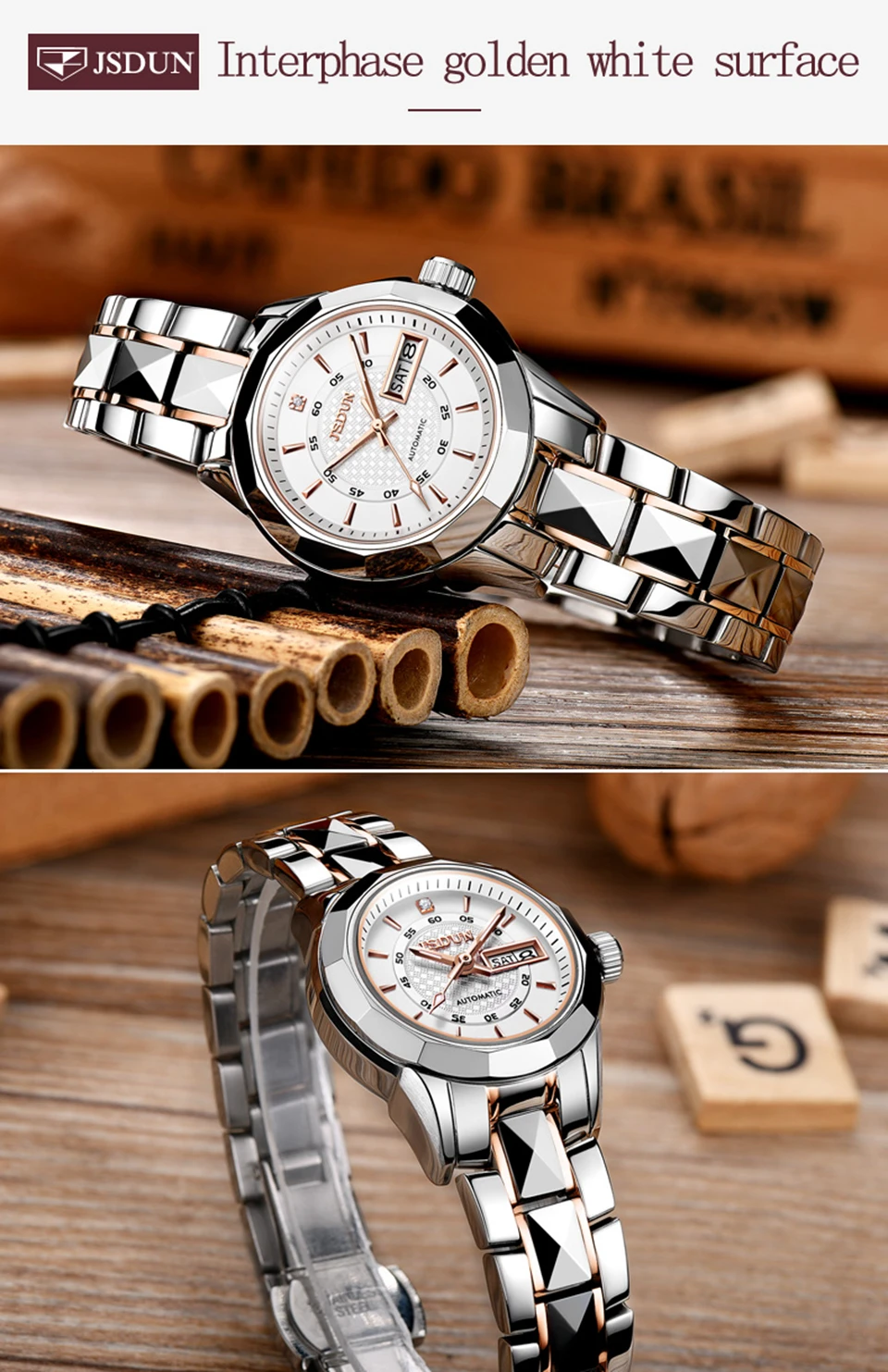JSDUN женские часы женские наручные часы relojes mujer Роскошные автоматические механические вольфрамовые часы J-L8014