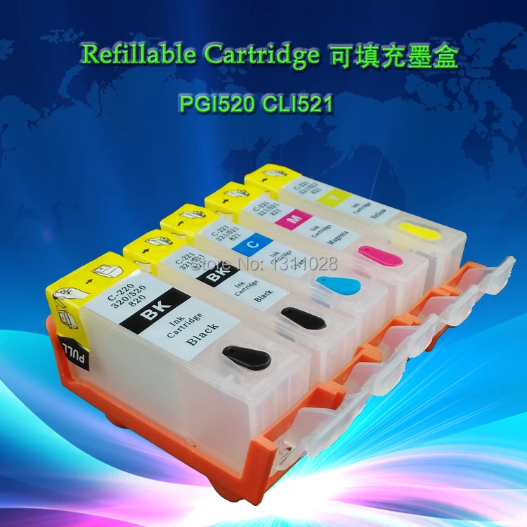 

5C,PGI-520 CLI-521 Chipped refillable cartridge pgi-520 cli-521 for PIXMA IP3600 IP4600 MP540 MP620 MP630 MP980 MX860 MX870