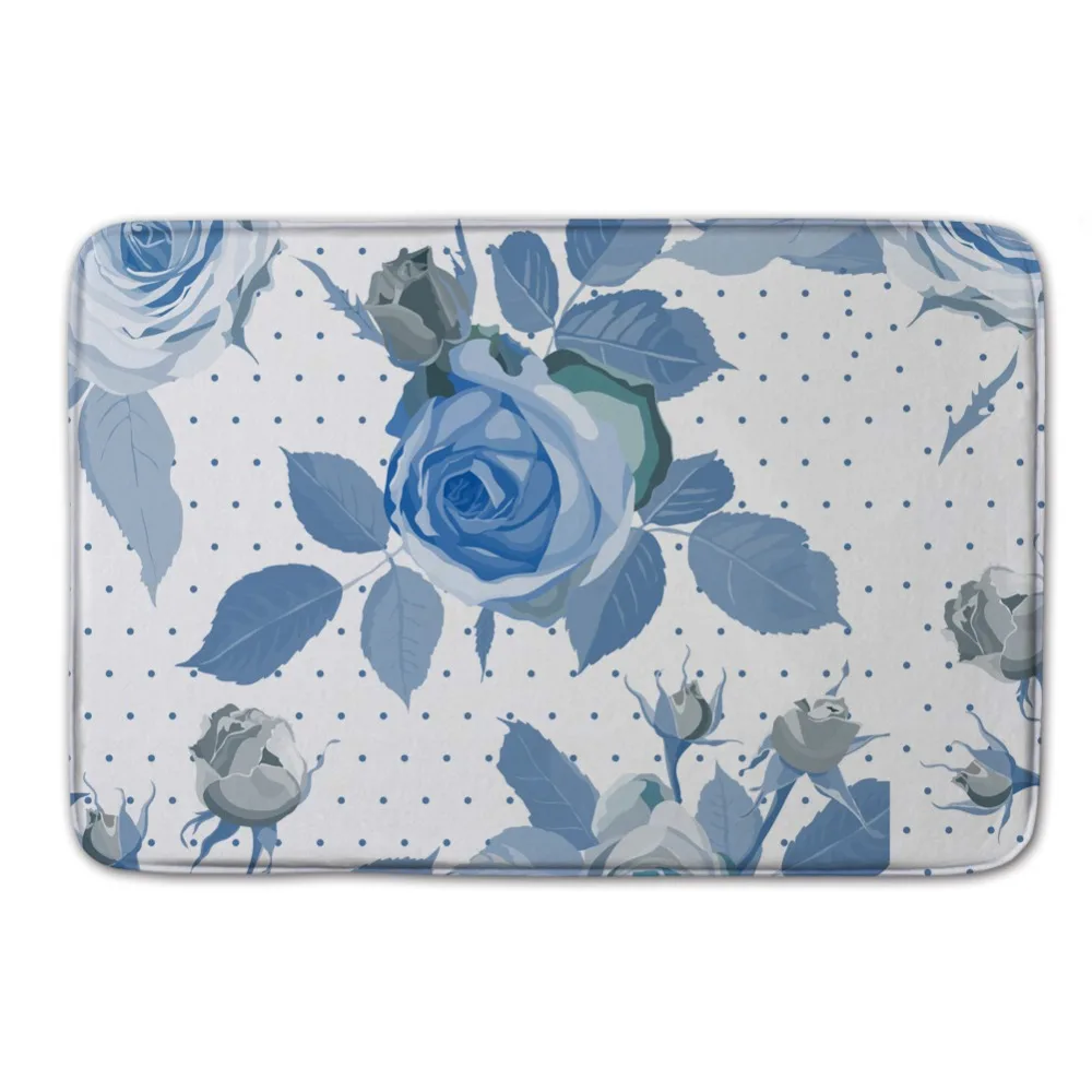Красивый Голубой Цветок и Точек Шаблон Настраиваемых Пены Коврики Впитывающие