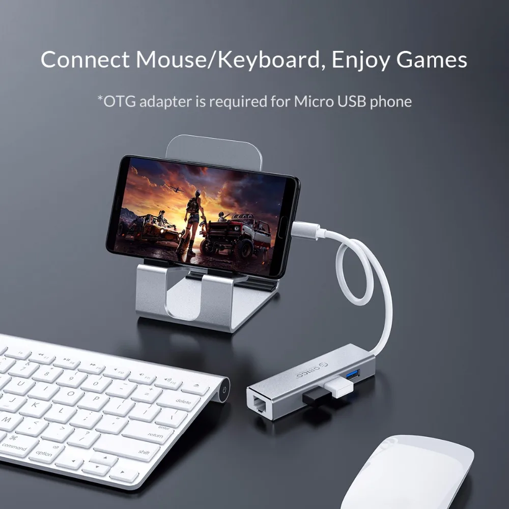 ORICO USB Ethernet Тип C к RJ45 концентратор для ноутбука мобильного телефона Алюминиевый сплав Ethernet адаптер сетевой карты USB Lan