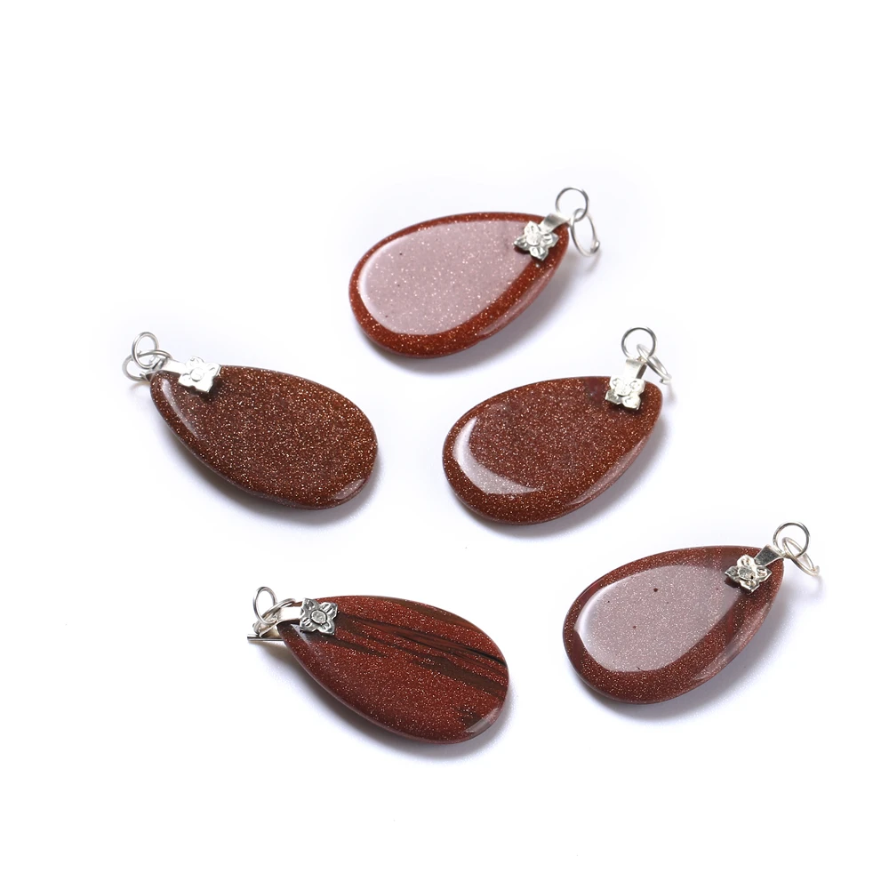 Подвески и ожерелья с большим золотым песочным камнем 18*28 мм натуральным в форме