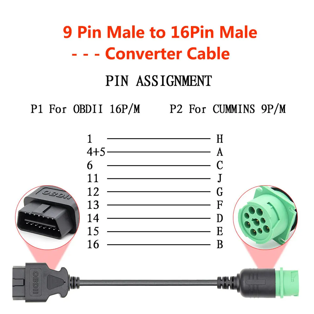Новый OBD2 диагностический сканер для грузовиков кабель адаптер J1708 J1939 OBD 6Pin 9Pin 16Pin