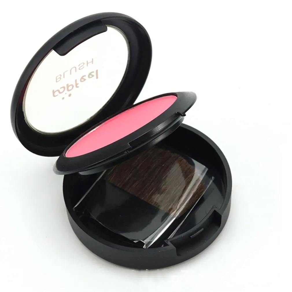 Макияж Мода 3 в 1 румяна пудра Кисть Зеркало Лицо Косметика набор 6 цветов щетка