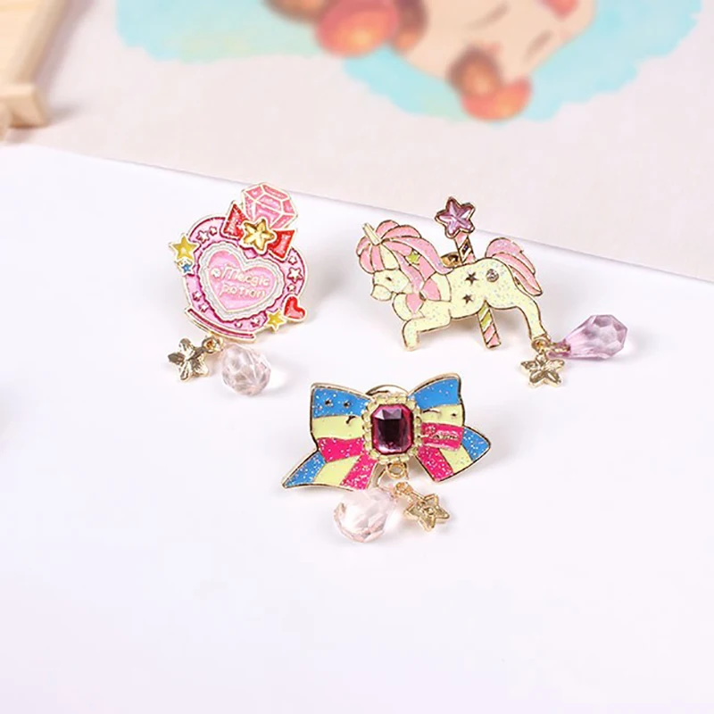 Симпатичный значок Единорог вечерние конский галстук торт крыло Луна бант