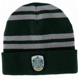 Slytherin LOGO Мастера в полоску вязаная шапка Кепки шапка с наушниками Косплэй костюм подарок на Хэллоуин Слизерин/Гриффиндор/равенклав/шапочки факультета пуффендуй - Цвет: Slytherin LOGO