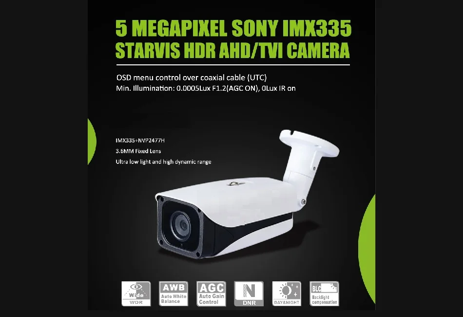 STARVIS SONY IMX335 5MP AHD/TVI камера водонепроницаемая камера 2592(H) x1944(V) UTC поддержка управления с ИК-фильтром AS-AHD8311H5