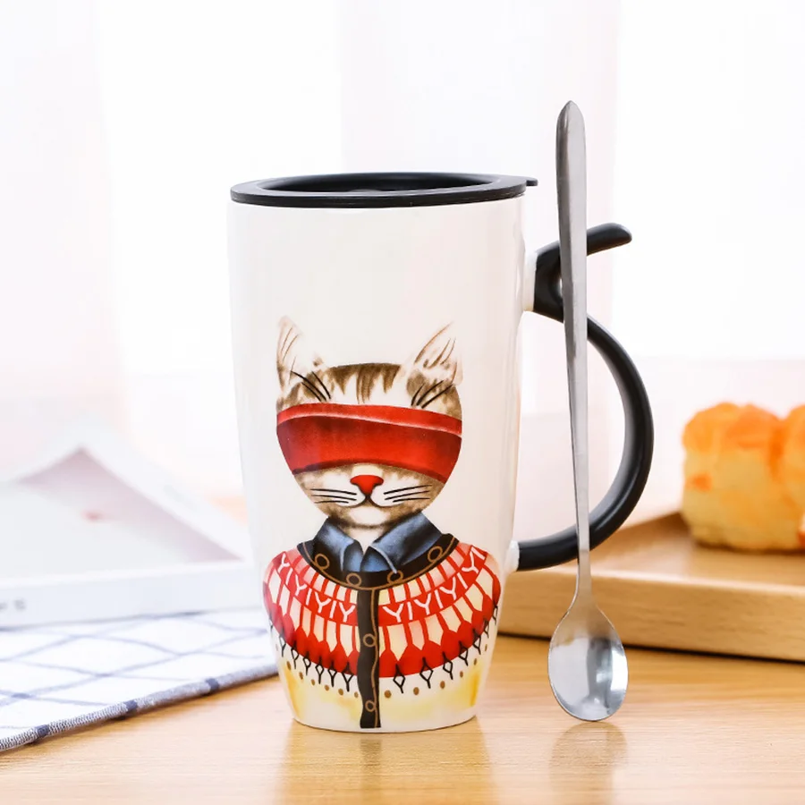 Чашки и кружки для собак чашки мультфильм с крышкой Забавные милые керамические