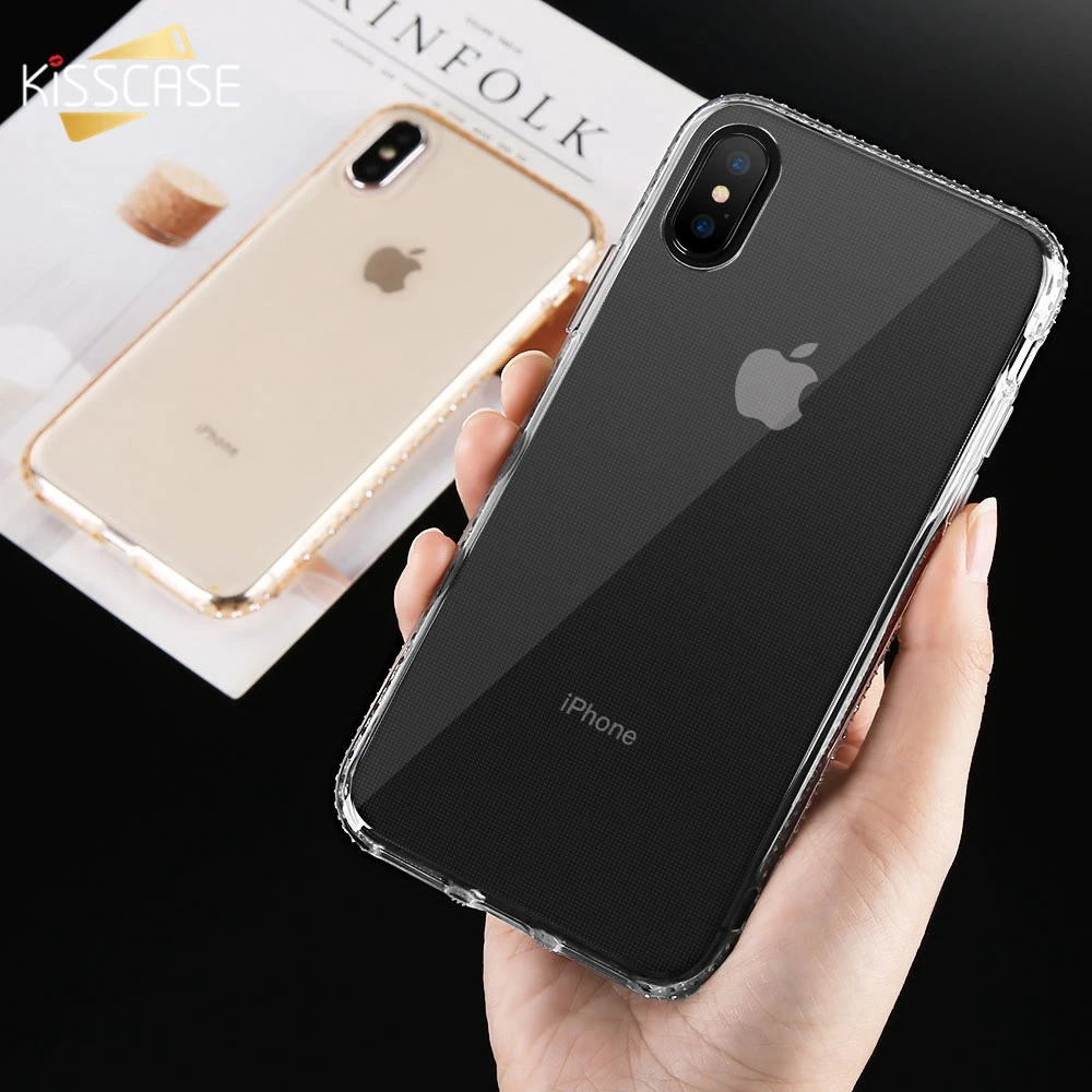 KISSCASE HD Алмазный Прозрачный чехол для телефона iPhone X 7 8 6 6S Plus мягкий TPU 5 5S SE