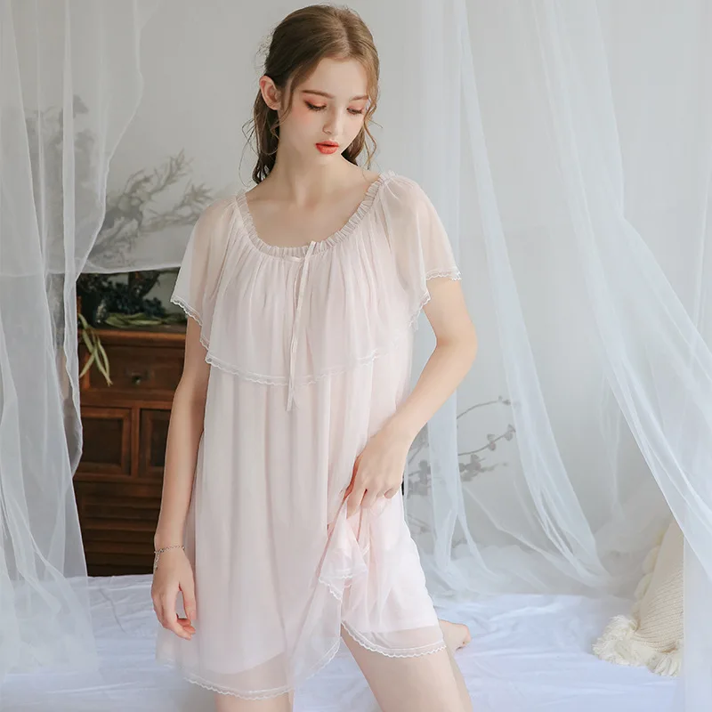 2019 Сексуальная шею одежда для сна Ночное платье Винтаж Ночная сорочка с