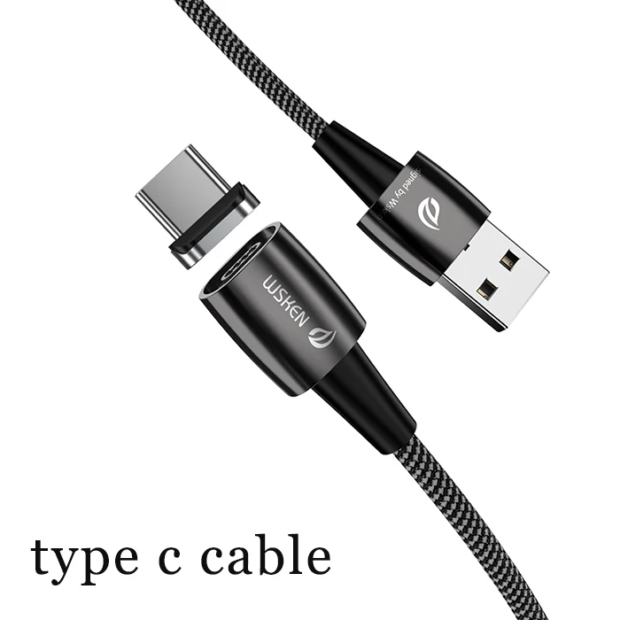 Магнитный зарядный кабель WSKEN X1Pro для iPhone, зарядное устройство, кабель Micro USB 3A, Быстрый usb type C, USB C, магнитный кабель, провод, шнур, адаптер - Цвет: type c cable