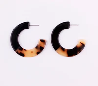 40mm circle double tone tortoise acrylic lucite hoop statement earrings for women