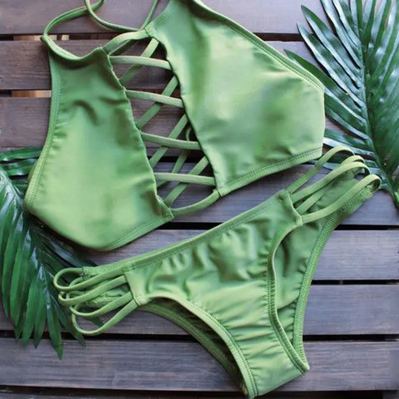 2017 сексуальный женский пуш ап бандажный бикини набор купальный костюм Пляжная