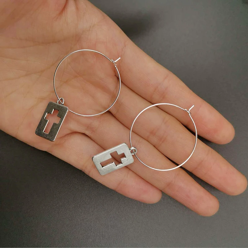 Серьги кольца женские винтажные металлические серебристые|Серьги-кольца| |