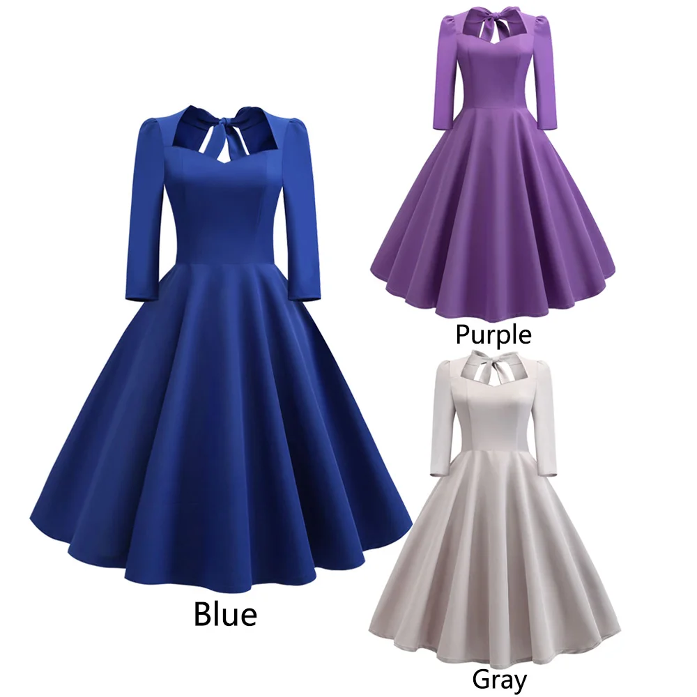 Joineles, 3 однотонных цвета, Свинг, рокабилли, Vestidos, половина рукава, Ретро стиль, платье из хлопка, женское платье, офисный халат, платье
