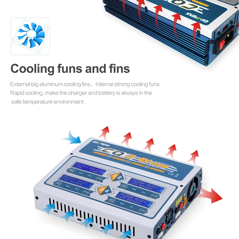Зарядное устройство для литий полимерных батарей EV PEAK CQ3 100W/10Ax4 RC Balance Nimh Nicd