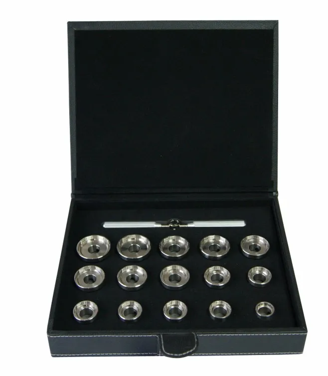 Troqueles de apertura de caja de reloj de acero inoxidable, 15 unidades, para extracción de carcasa