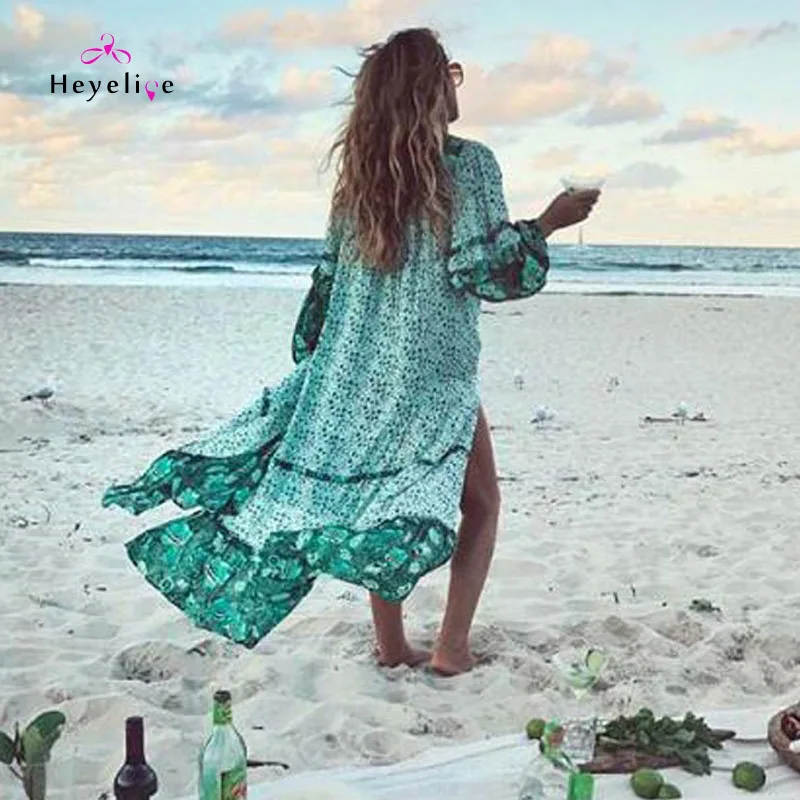 Женские платья-бикини пляжная одежда с длинным рукавом и принтом | Парео