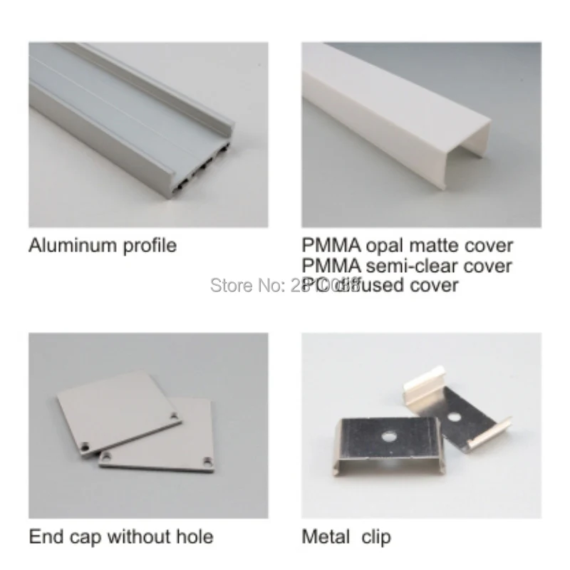 Комплекты 10 х1 м/партия Зеркальный алюминиевый профиль для светодиодных лент и