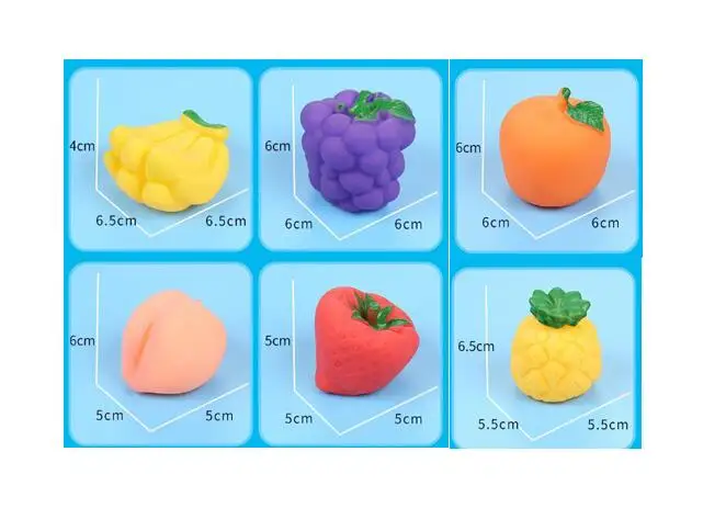 6pcs fruits Прекрасный Животные Автомобили Фрукты красочные мягкие резиновый плавающий Squeeze писклявый звук купальный игрушка для ребенка GYH - Цвет: 6pcs fruits