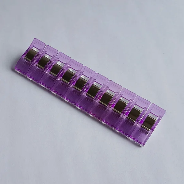 White Purple Новое поступление 50 шт многоцветные 27x10x15 мм пластиковые зажимы для лоскутного шитья поделок, стеганное одеяло Скрепка Клевер чудо-зажим - Цвет: White Purple