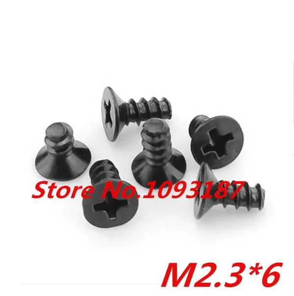 

1000pcs M2.3 x 6 Steel With Black Cross Recessed Flat Countersunk Head Flat End Tapping Screws