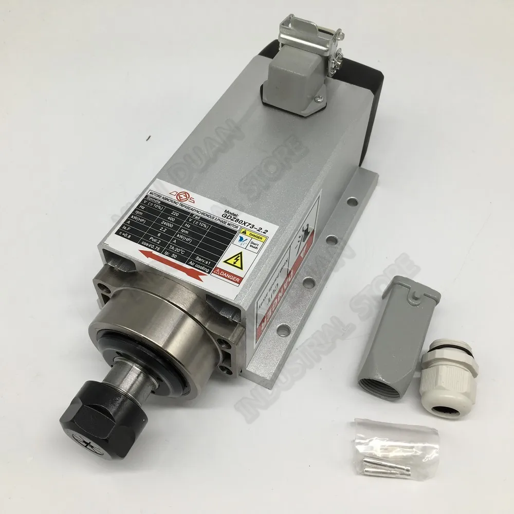 

Changsheng 2.2KW 3HP 220V ER20 AC Spindle Motor Air Cooled Ceramic Bearings Mounting bracket for CNC Engraving machine Router