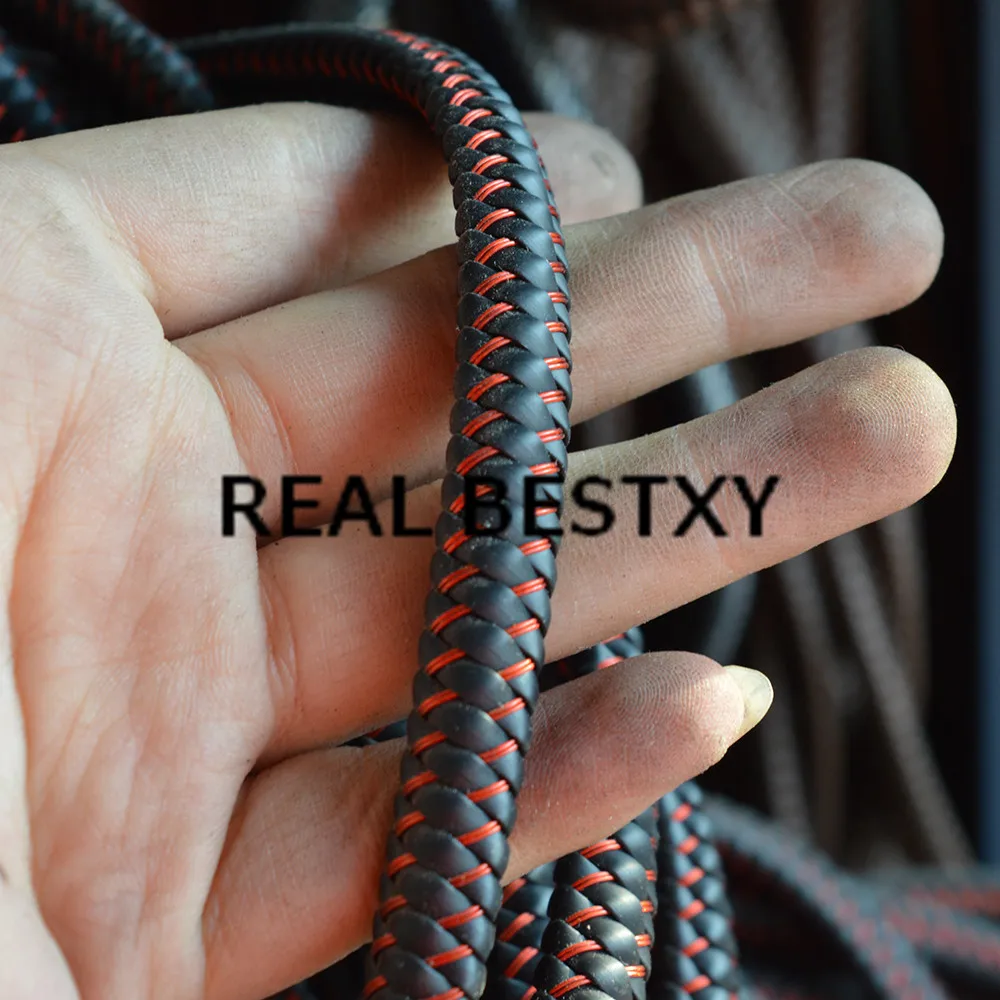 Реальный BESTXY 5 м/лот 9*6 мм черный плоский кожаный шнур резиновые плетеные шнуры