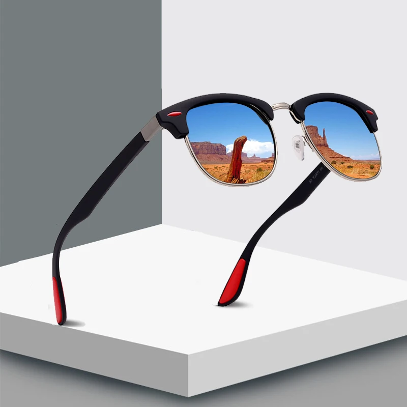 2019 Brand Design Fashion Semi Rimless Polarized Sunglasses Men Women Classic Half Frame Sun Glasses UV400 Oculos De Sol P3016