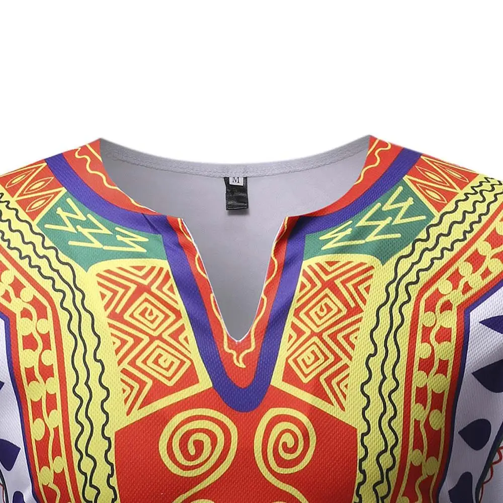 Мужская одежда в африканском стиле Fadzeco Dashiki топы с короткими рукавами и