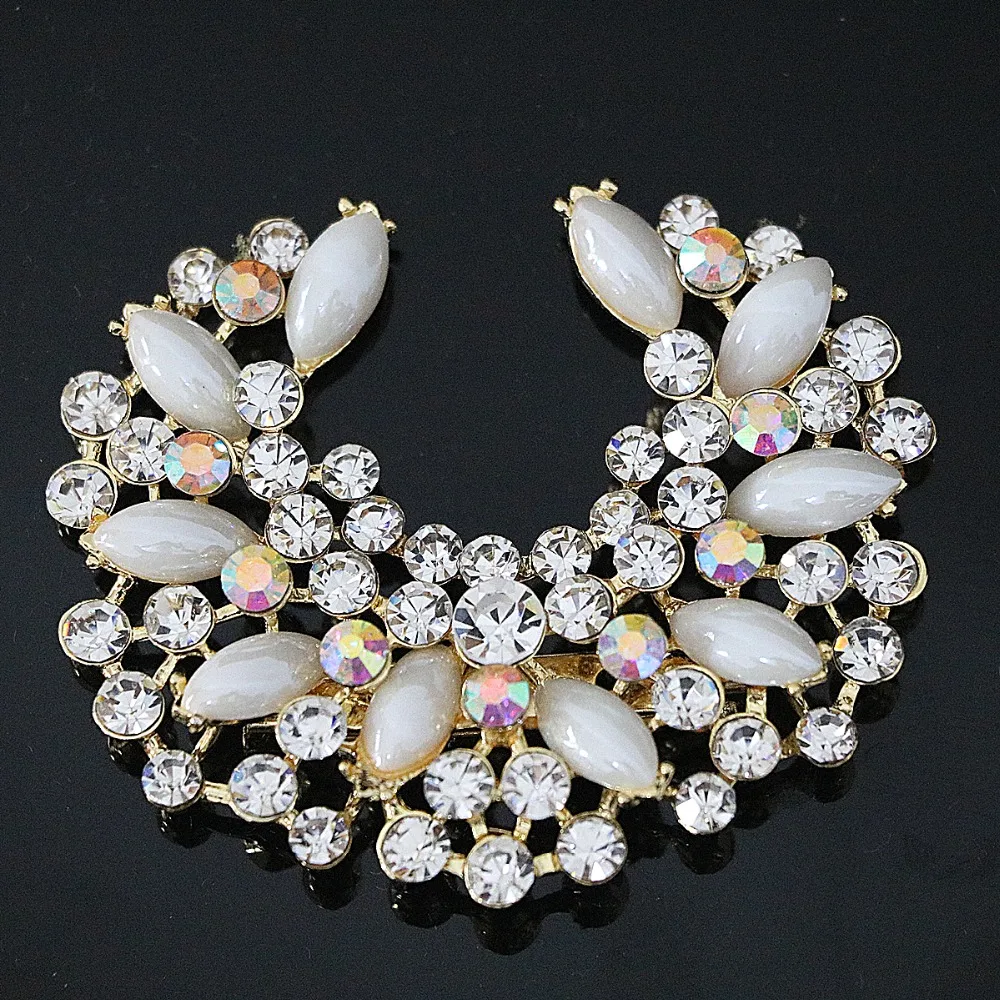 Горячая Элегантная Женская полудрагоценная Винтажная брошь в форме Луны подарок