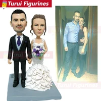 wedding couple custom bobblehead wedding cake topper personalized bobble head figurines bride and groom cake topper with flowers
