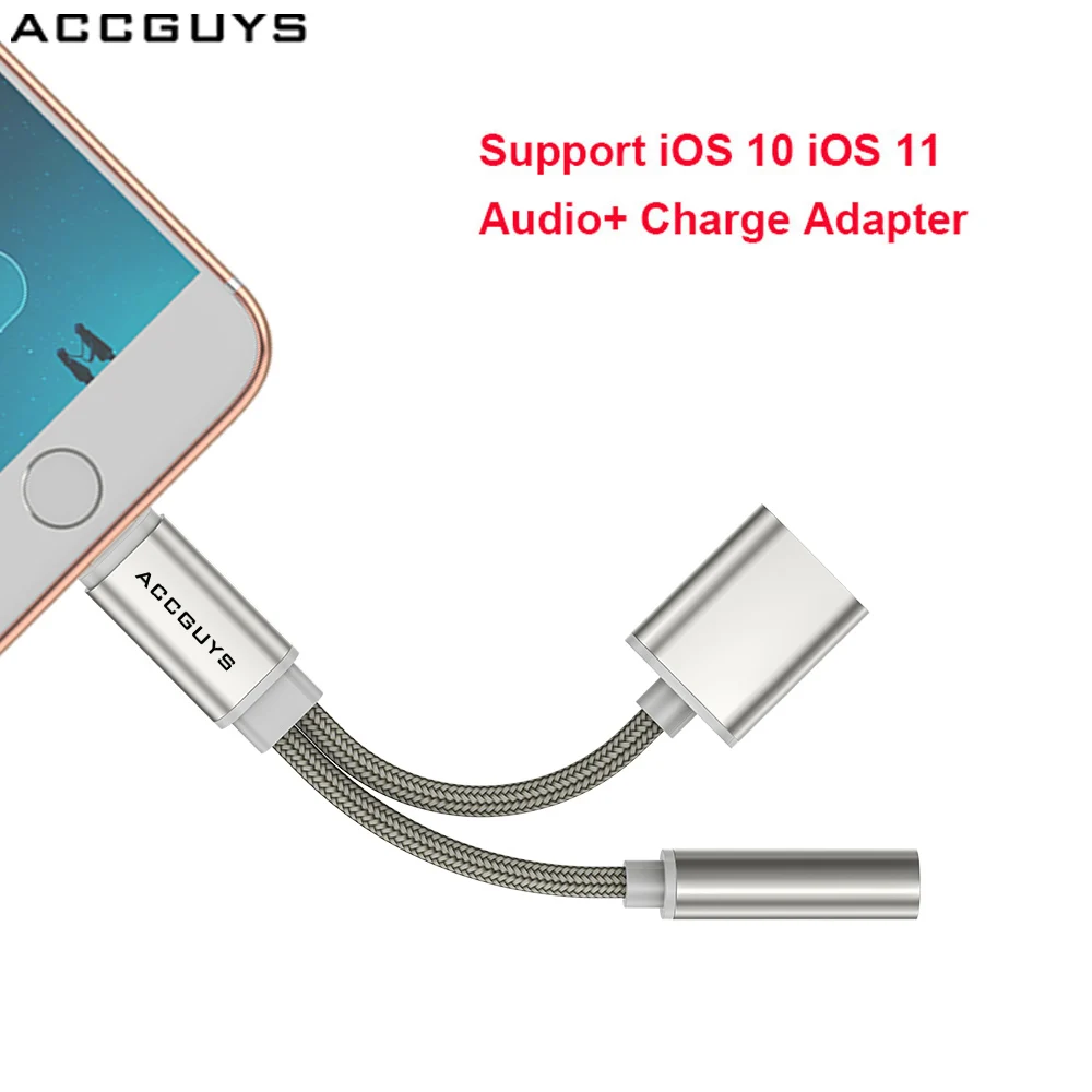 ACCGUYS 2 в 1 аудио кабель адаптер для зарядки iPhone X 8 7 Plus зарядное устройство сплиттер