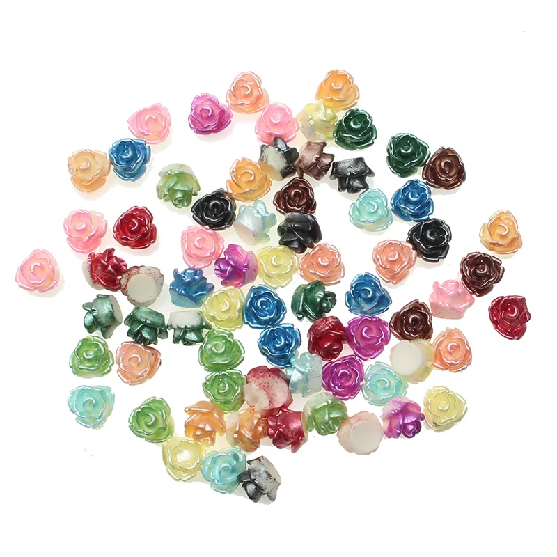 7x6mm-100Pcs 100/шт смешанные полимерные кабошон розы ремесла Flatback бусины каваи украшения для скрапбукинга DIY аксессуары - Цвет: 7x6mm-100Pcs